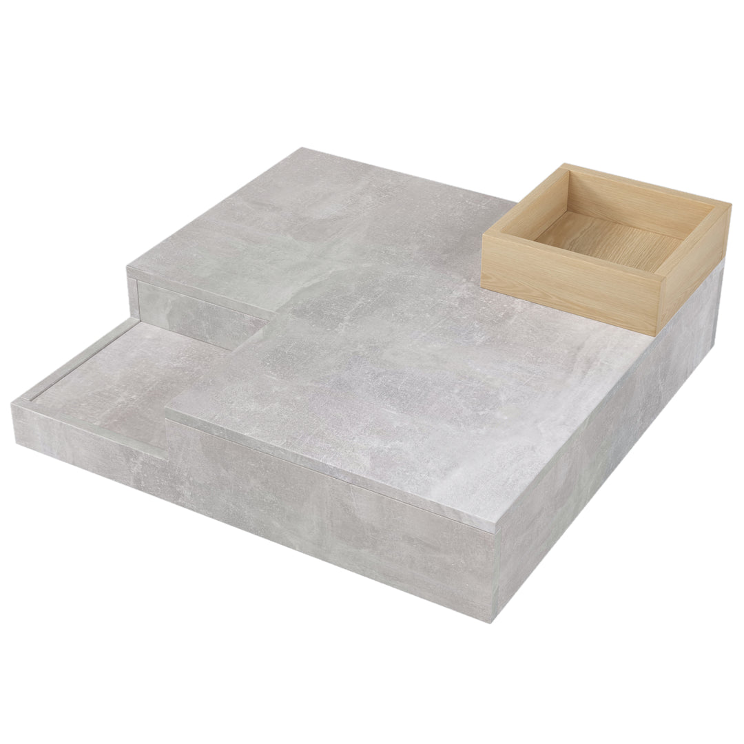 Modern concrete look coffee table with removable wooden storage box CROKS UK