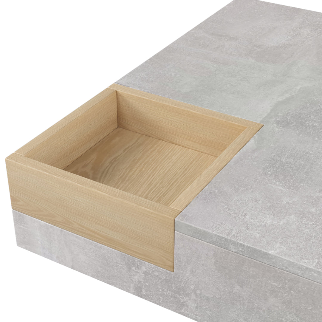 Modern concrete look coffee table with removable wooden storage box CROKS UK