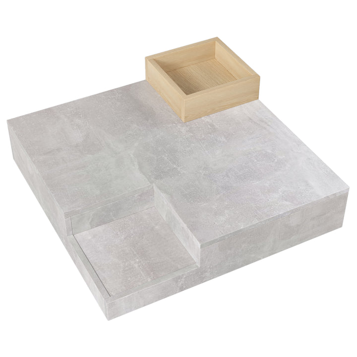 Modern concrete look coffee table with removable wooden storage box CROKS UK