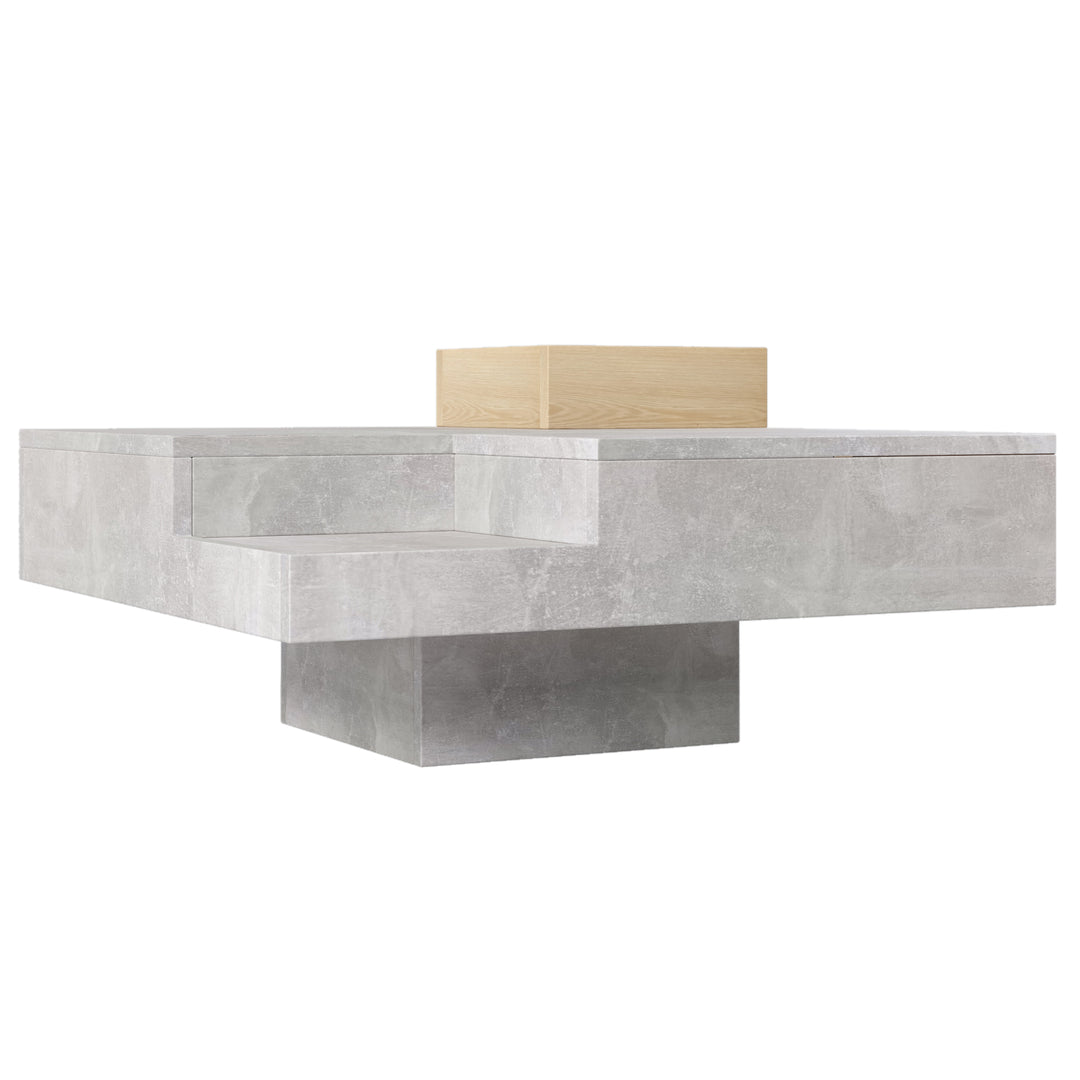 Modern concrete look coffee table with removable wooden storage box CROKS UK