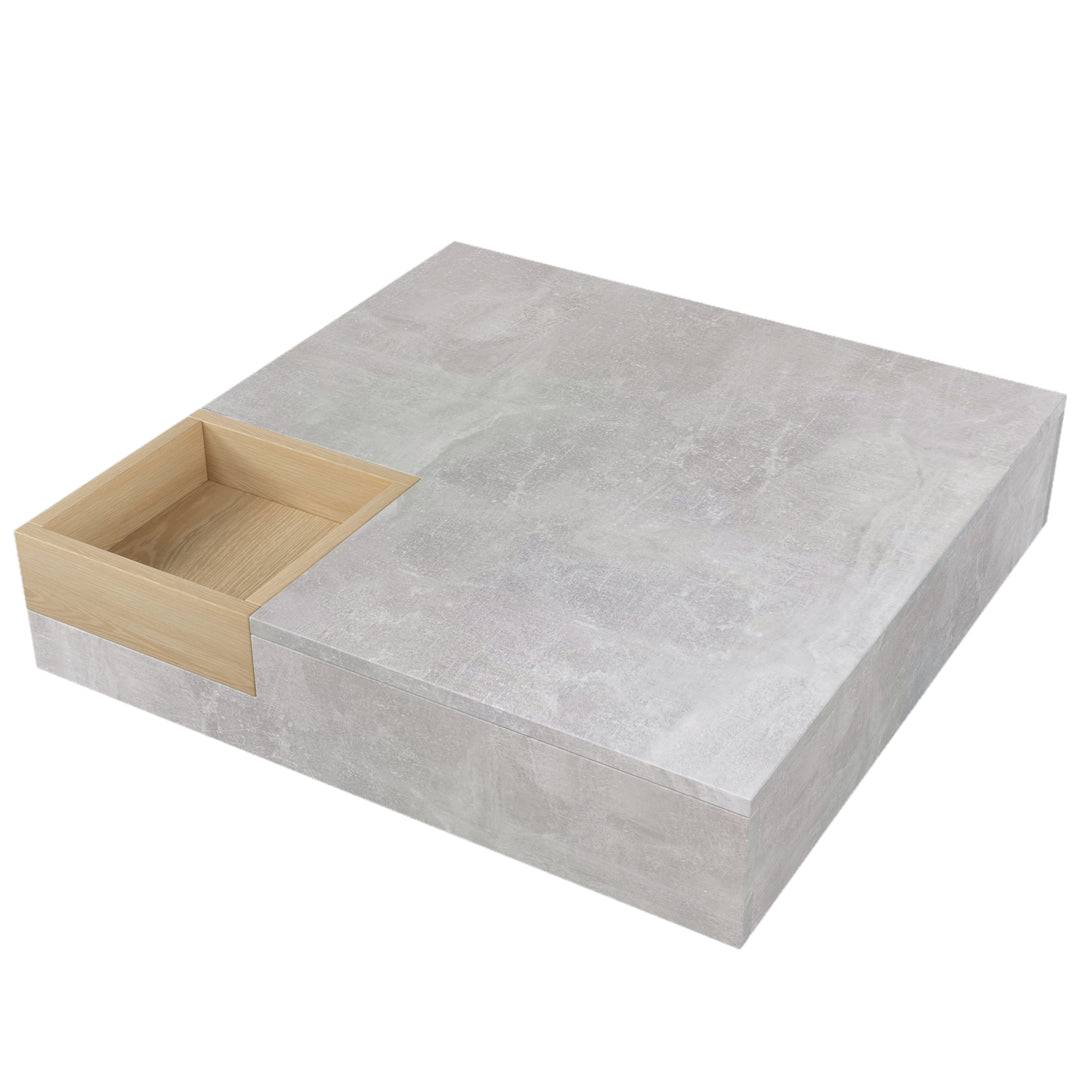 Modern concrete look coffee table with removable wooden storage box CROKS UK