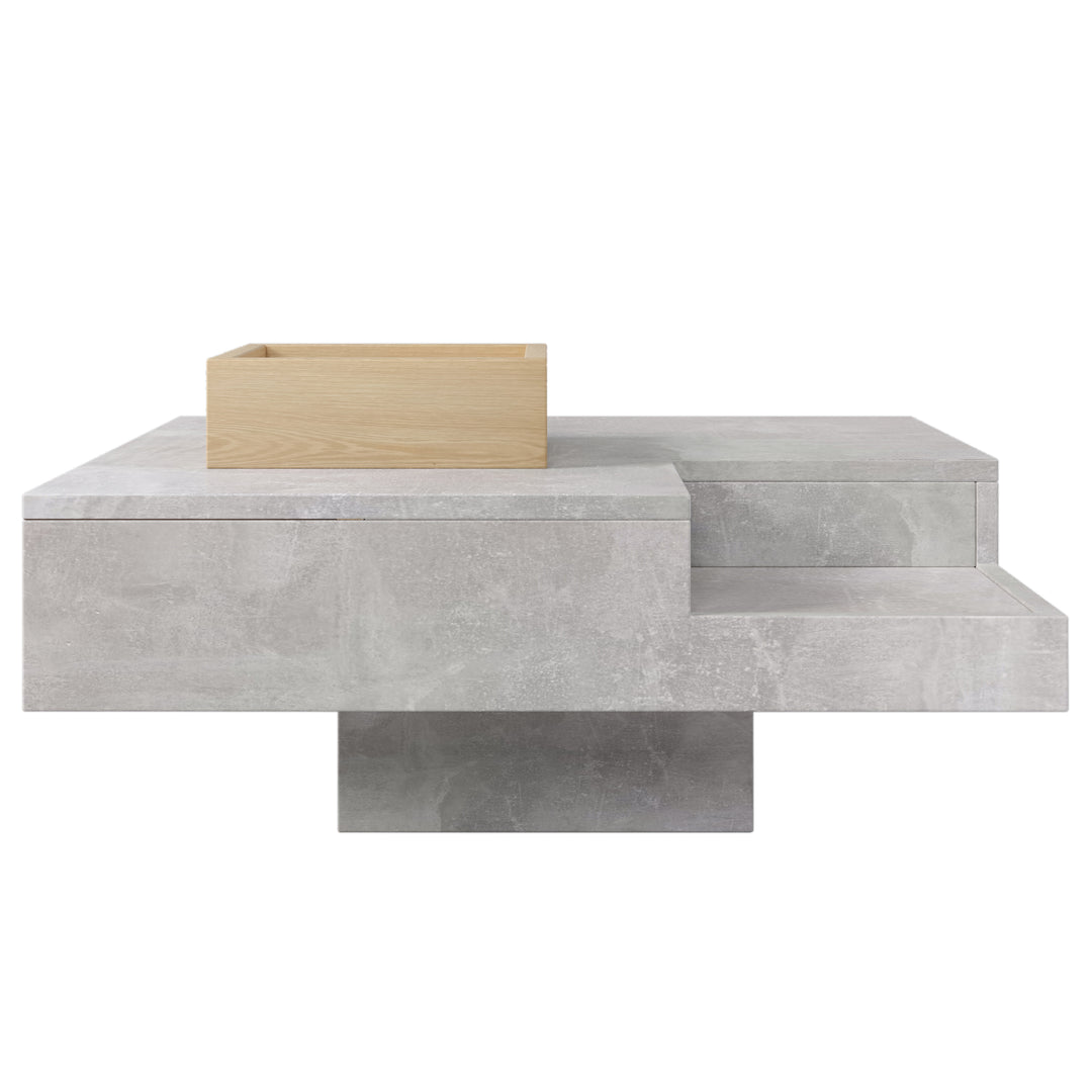 Modern concrete look coffee table with removable wooden storage box CROKS UK