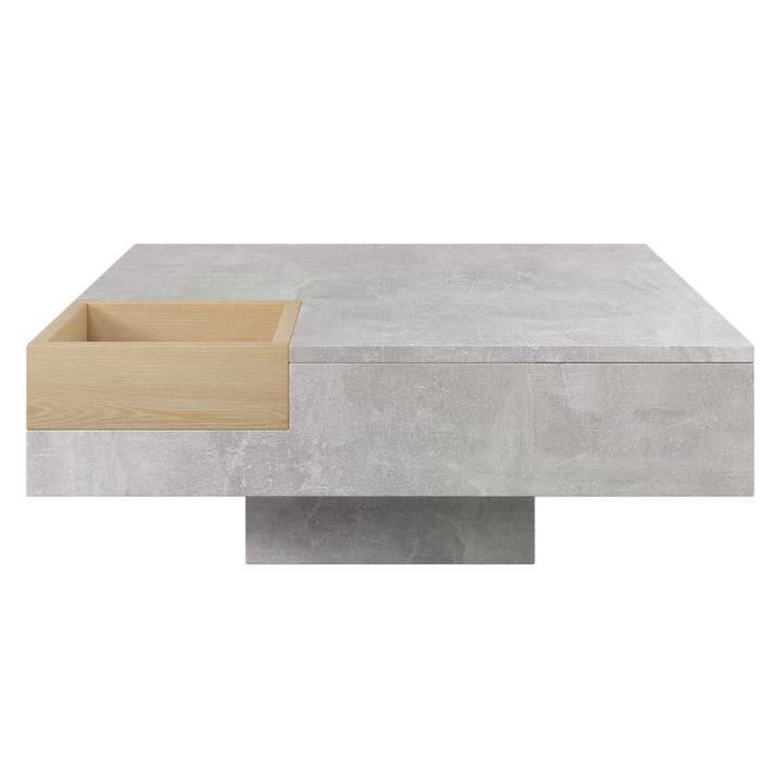 Modern concrete look coffee table with removable wooden storage box CROKS UK