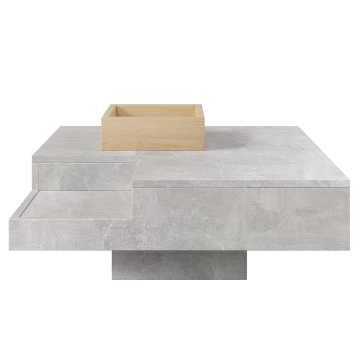 Modern concrete look coffee table with removable wooden storage box CROKS UK