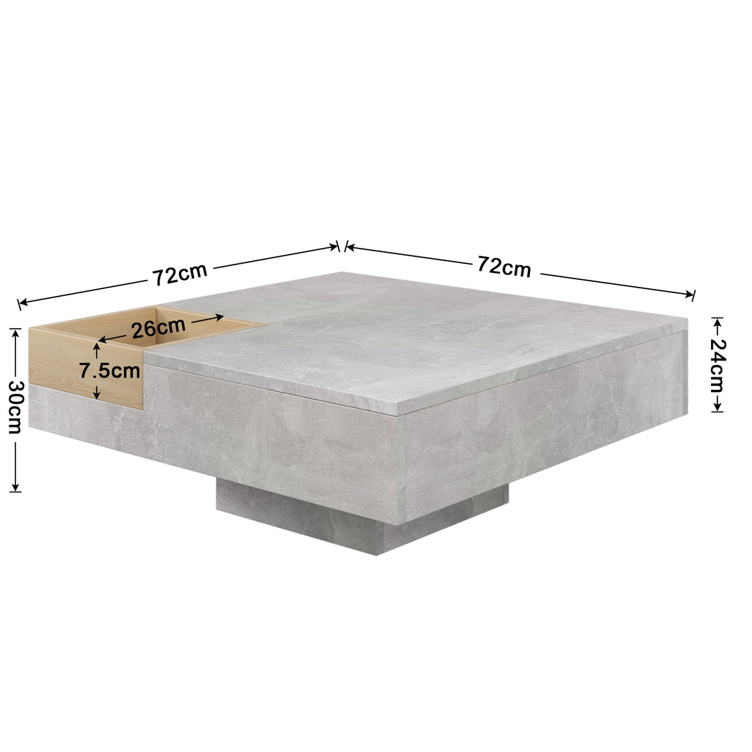 Modern concrete look coffee table with removable wooden storage box CROKS UK