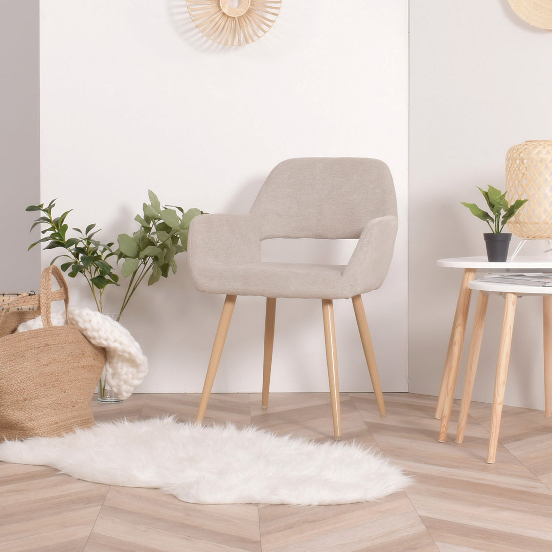 Set of 2 Scandinavian Beige Fabric Dining Chairs CROMWELL BEIGE 2PCS QS UKFR