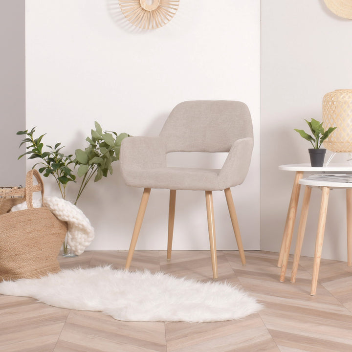 Set of 2 Scandinavian Beige Fabric Dining Chairs CROMWELL BEIGE 2PCS QS UKFR