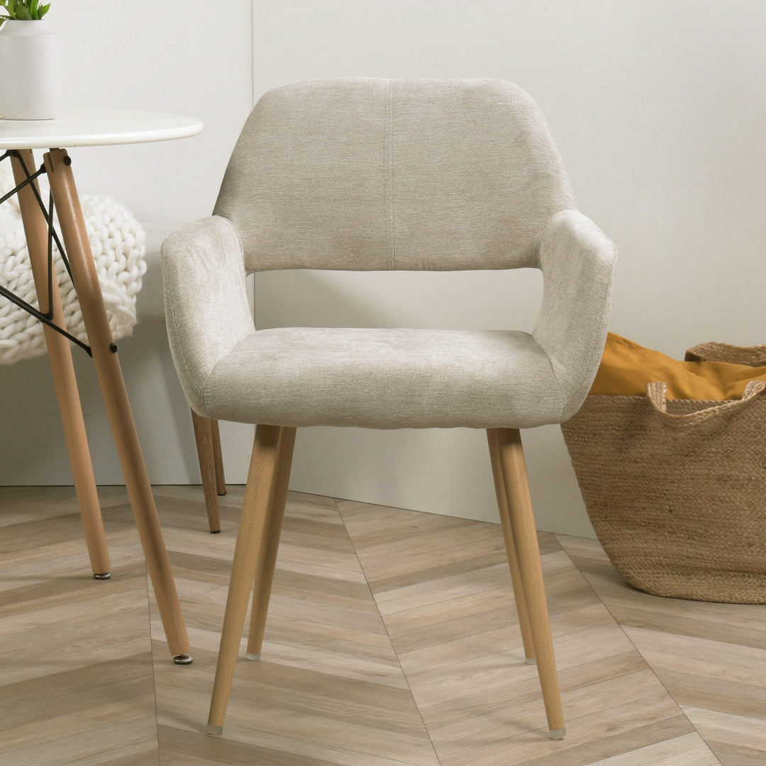 Set of 2 Scandinavian Beige Fabric Dining Chairs CROMWELL BEIGE 2PCS QS UKFR