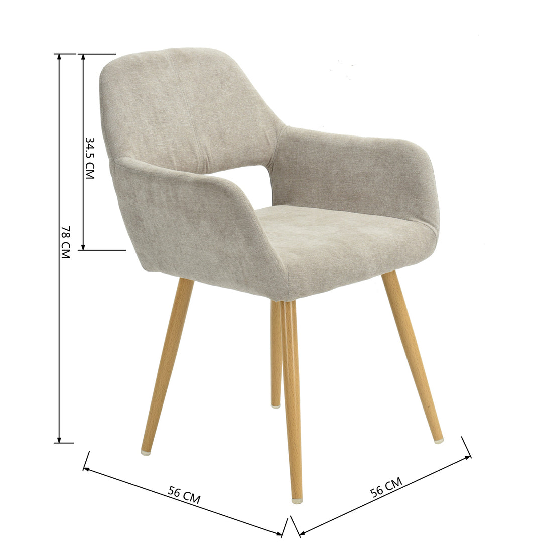 Set of 2 Scandinavian Beige Fabric Dining Chairs CROMWELL BEIGE 2PCS QS UKFR
