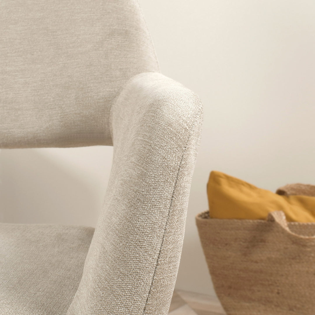 Set of 2 Scandinavian Beige Fabric Dining Chairs CROMWELL BEIGE 2PCS QS UKFR