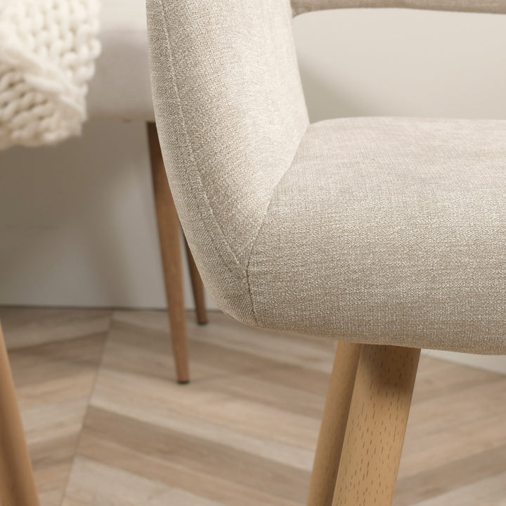 Set of 2 Scandinavian Beige Fabric Dining Chairs CROMWELL BEIGE 2PCS QS UKFR
