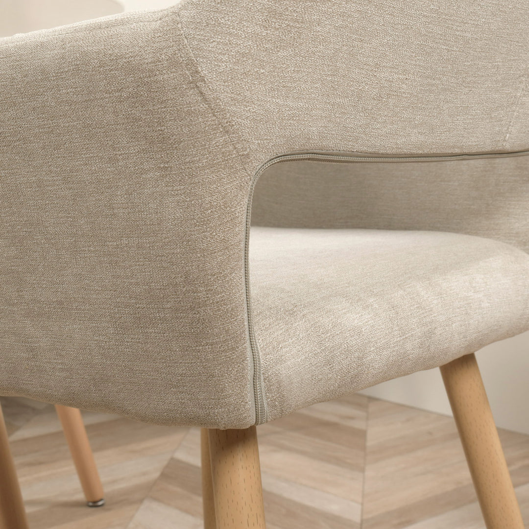 Set of 2 Scandinavian Beige Fabric Dining Chairs CROMWELL BEIGE 2PCS QS UKFR