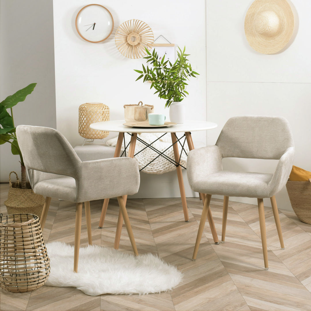 Set of 2 Scandinavian Beige Fabric Dining Chairs CROMWELL BEIGE 2PCS QS UKFR