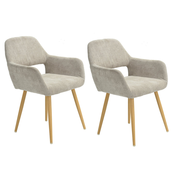 Set of 2 Scandinavian Beige Fabric Dining Chairs CROMWELL BEIGE 2PCS QS UKFR