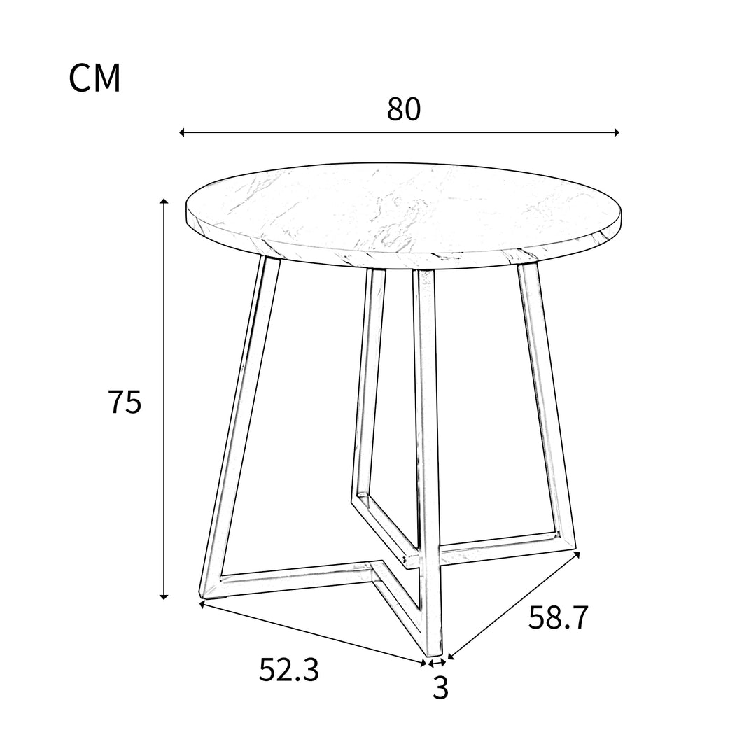 Modern metal frame marble pattern round coffee table (80*80*75cm) CALZONS UK