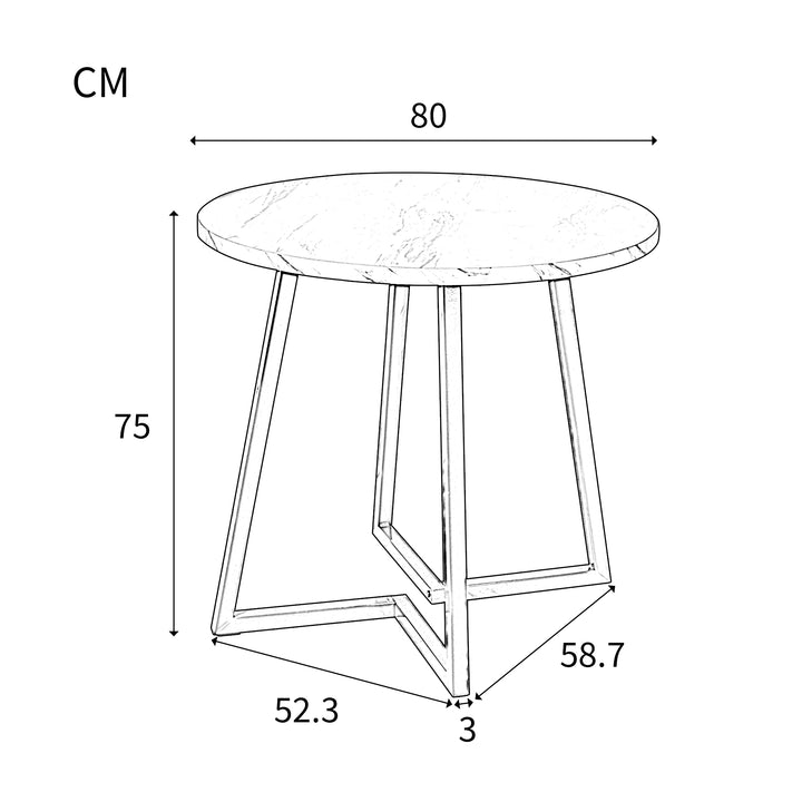 Modern metal frame marble pattern round coffee table (80*80*75cm) CALZONS UK