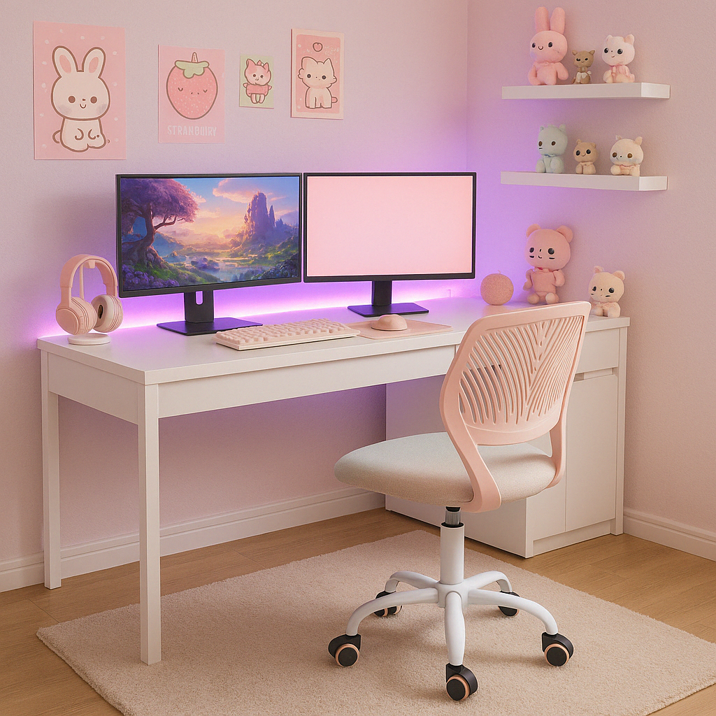 Rose swivel children desk's chair height adjustable office chair CARNATION MALMONEW PINK