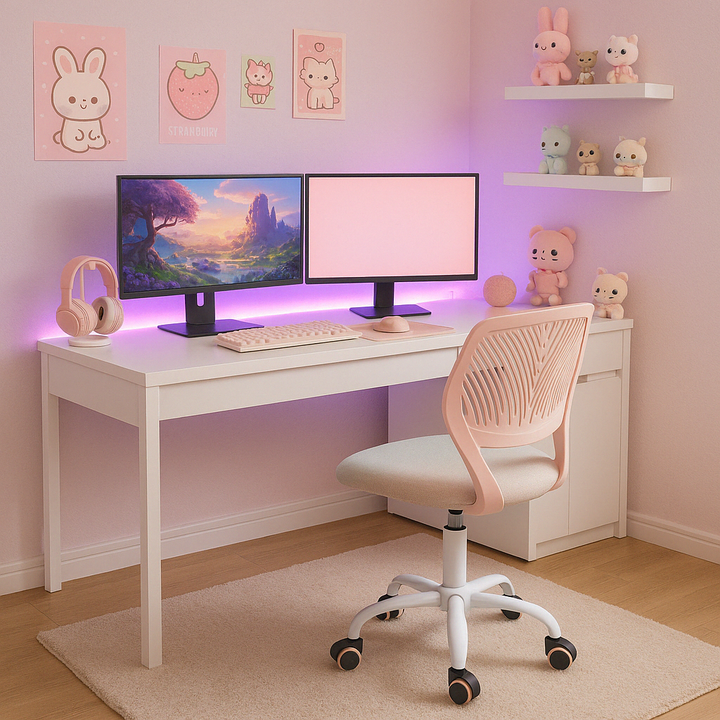 Rose swivel children desk's chair height adjustable office chair CARNATION MALMONEW PINK