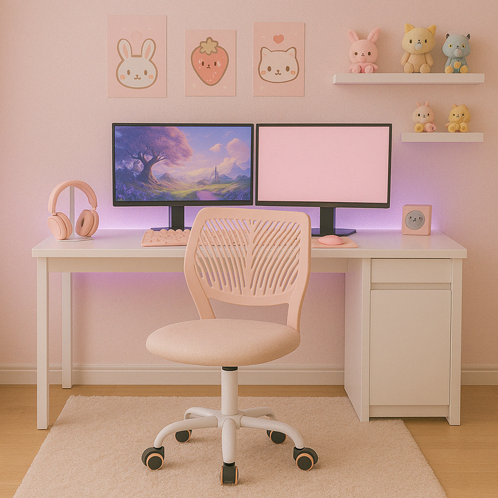 Rose swivel children desk's chair height adjustable office chair CARNATION MALMONEW PINK