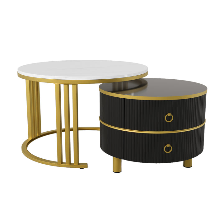 Set of 2 imitation nesting coffee tables CHOHMOI GD BLACK UK