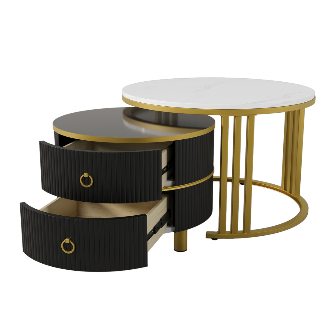 Set of 2 imitation nesting coffee tables CHOHMOI GD BLACK UK