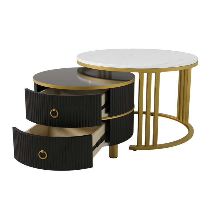 Set of 2 imitation nesting coffee tables CHOHMOI GD BLACK UK