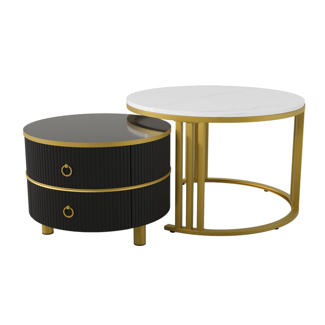 Set of 2 imitation nesting coffee tables CHOHMOI GD BLACK UK