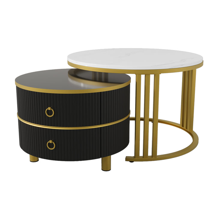 Set of 2 imitation nesting coffee tables CHOHMOI GD BLACK UK