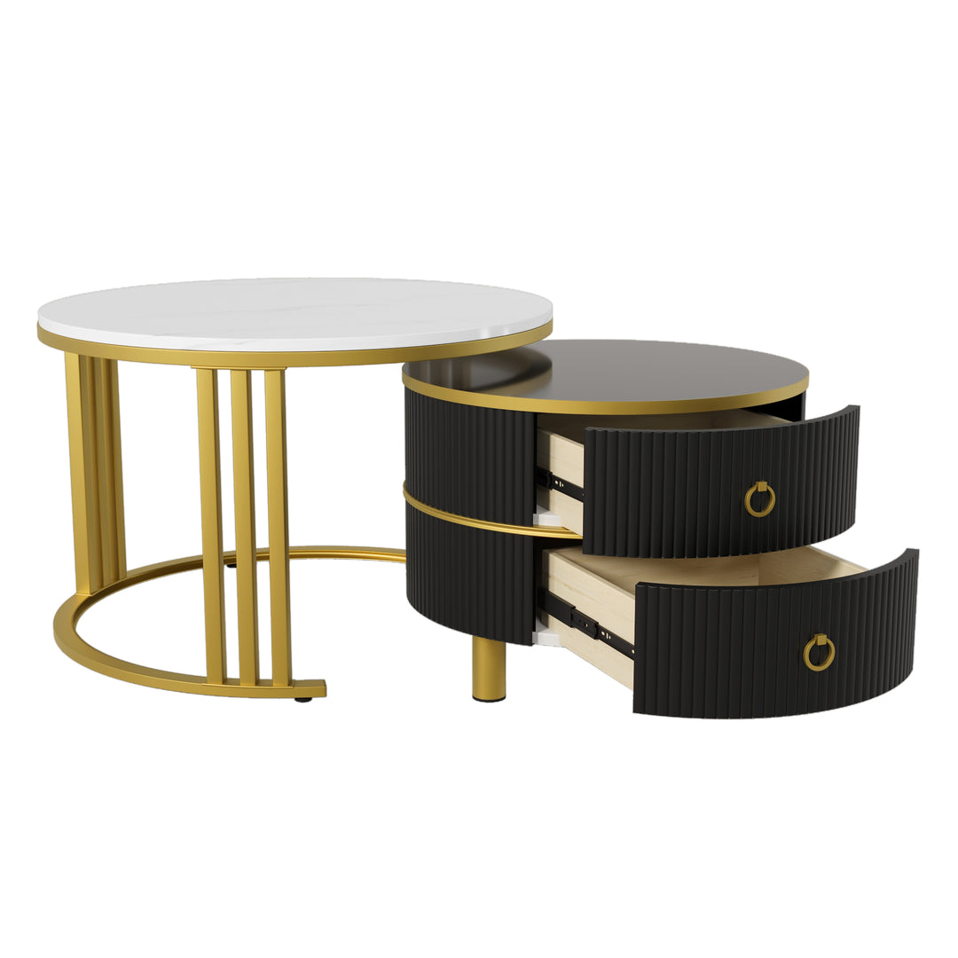 Set of 2 imitation nesting coffee tables CHOHMOI GD BLACK UK