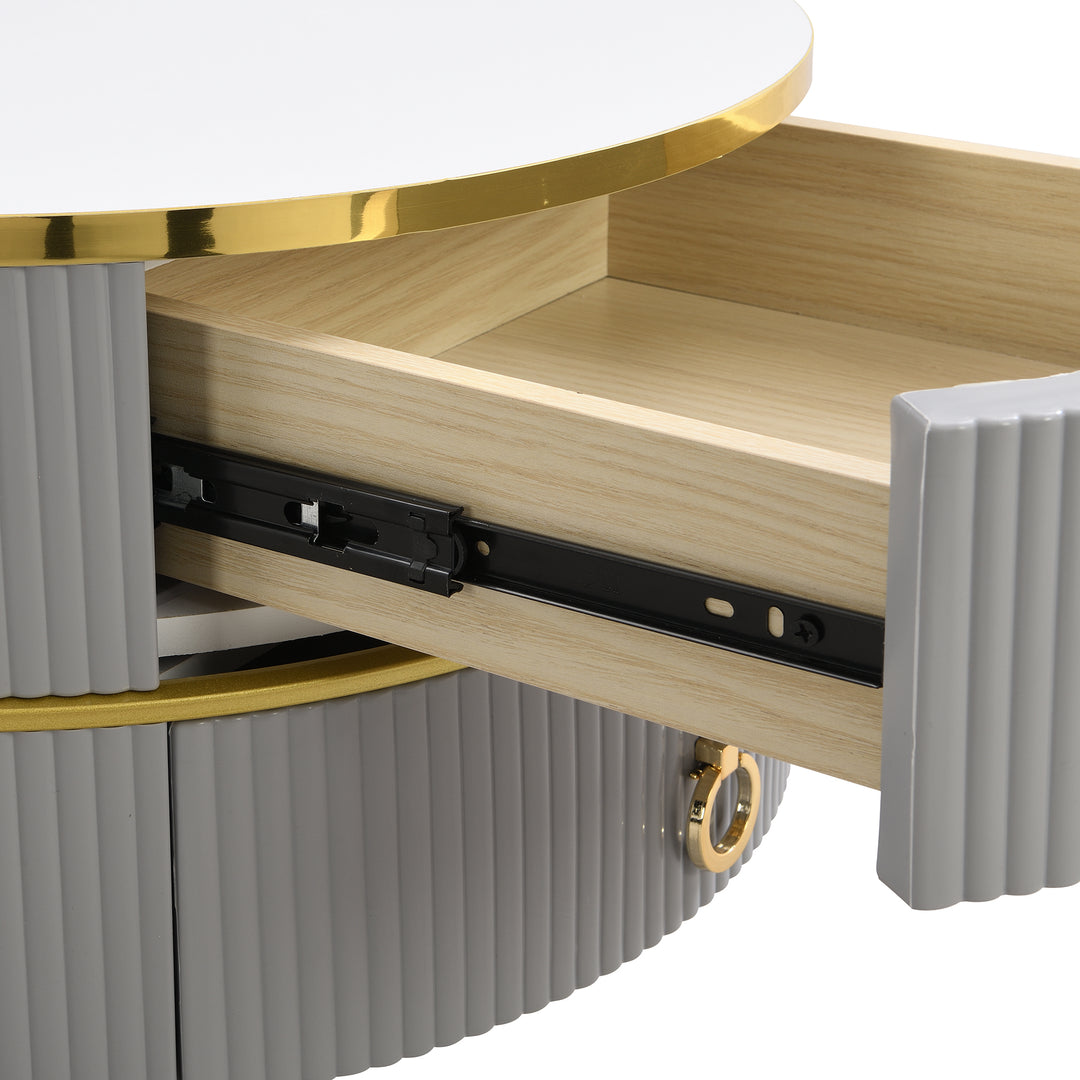 Set of 2 imitation white marble coffee tables glossy surface with 2 drawers CHOHMOI GD GREY UK