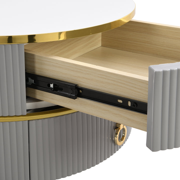 Set of 2 imitation white marble coffee tables glossy surface with 2 drawers CHOHMOI GD GREY UK