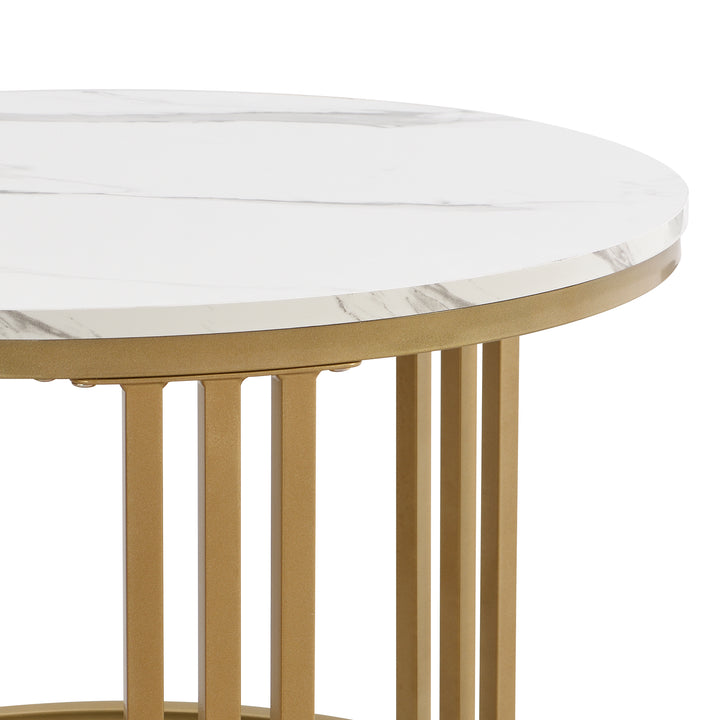 Set of 2 imitation white marble coffee tables glossy surface with 2 drawers CHOHMOI GD GREY UK