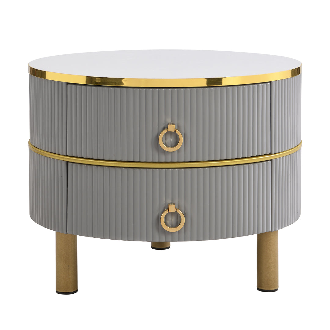 Set of 2 imitation white marble coffee tables glossy surface with 2 drawers CHOHMOI GD GREY UK