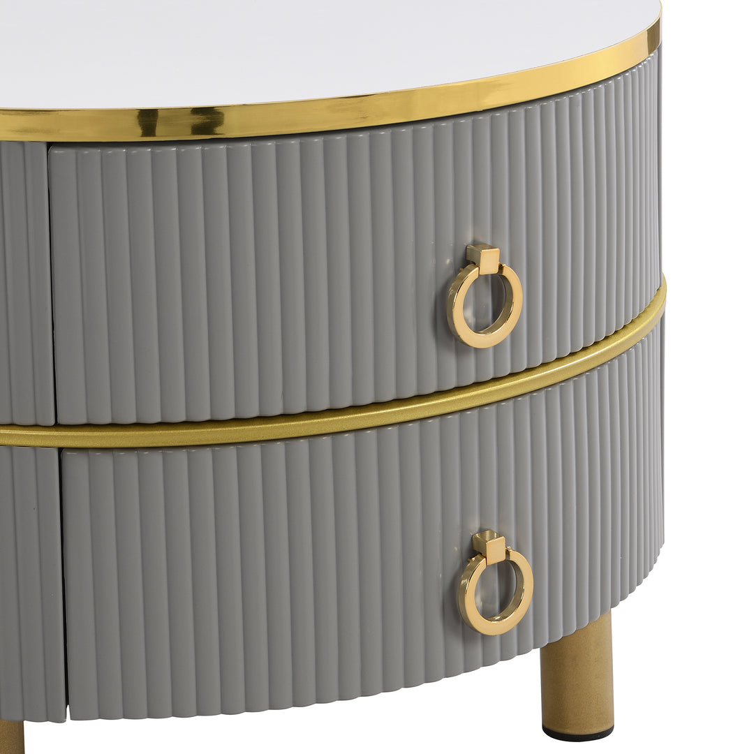 Set of 2 imitation white marble coffee tables glossy surface with 2 drawers CHOHMOI GD GREY UK