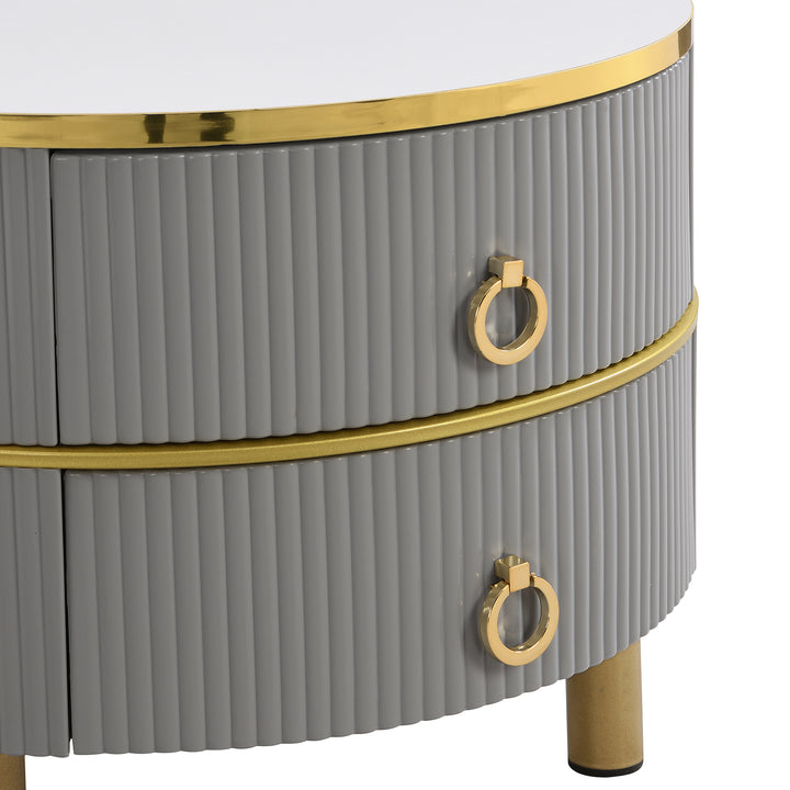 Set of 2 imitation white marble coffee tables glossy surface with 2 drawers CHOHMOI GD GREY UK