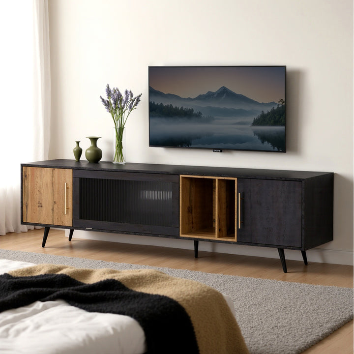 Modern elegant dark grey wooden TV stand Covuns UK