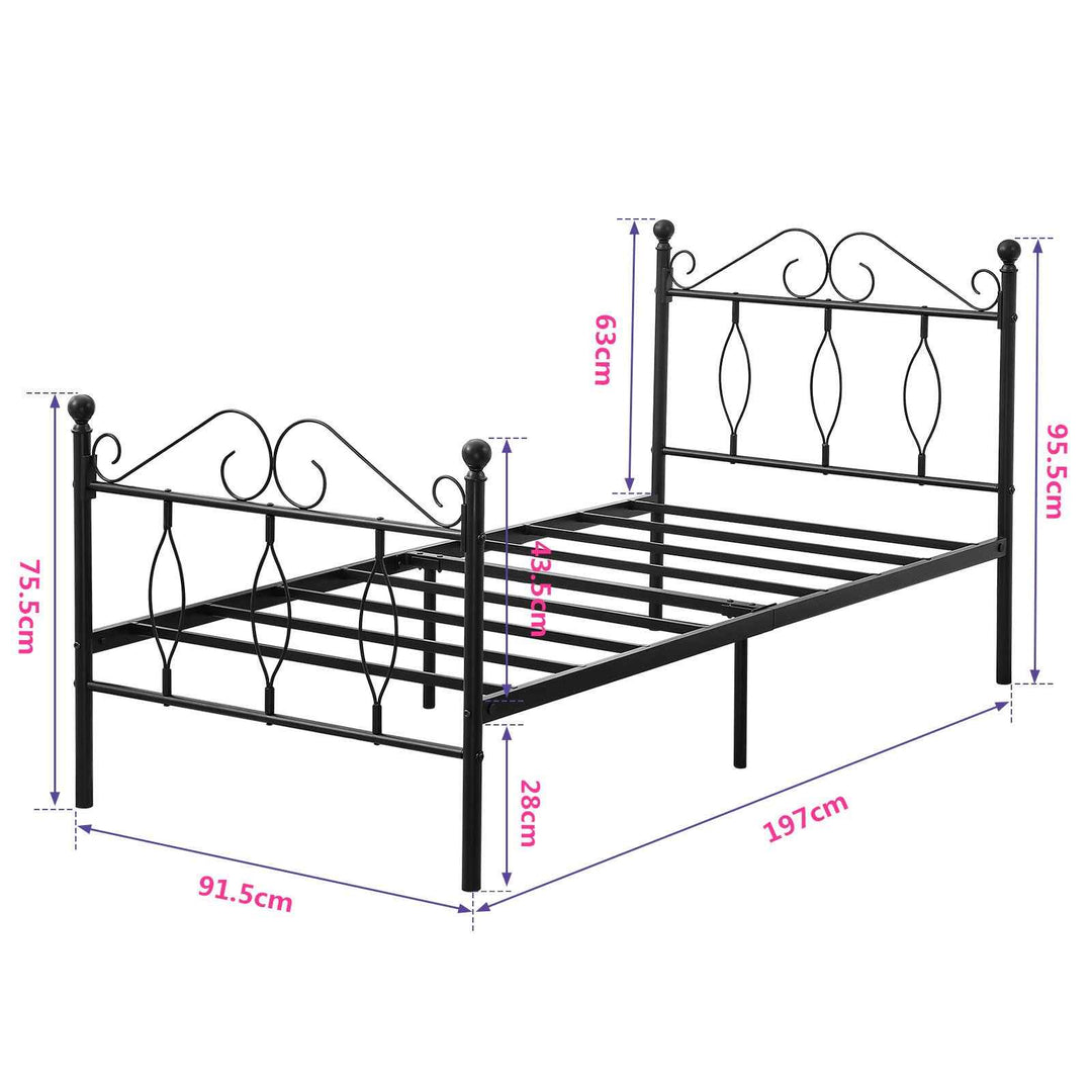 Metal Bed Frame Single Black 140x190cm Sturdy Steel Ideal for Guest Rooms & Small Spaces DANDY SINGLE BLACK B