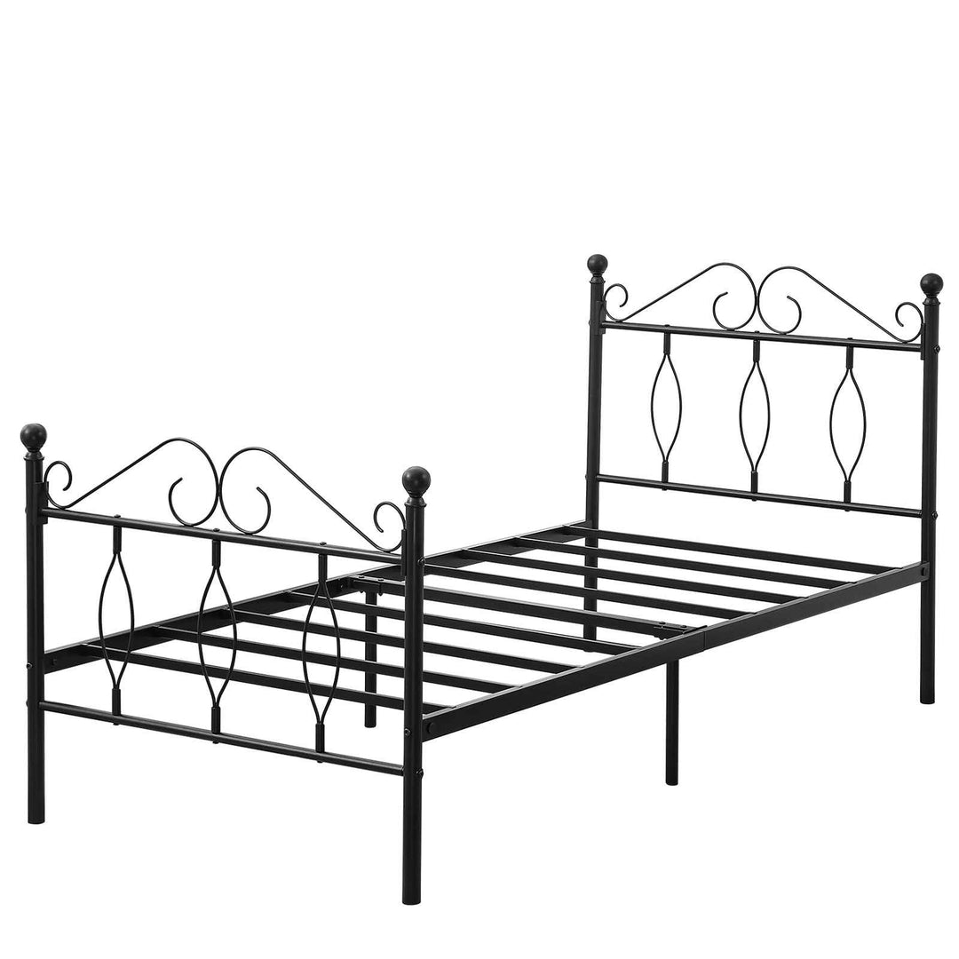 Metal Bed Frame Single Black 140x190cm Sturdy Steel Ideal for Guest Rooms & Small Spaces DANDY SINGLE BLACK B