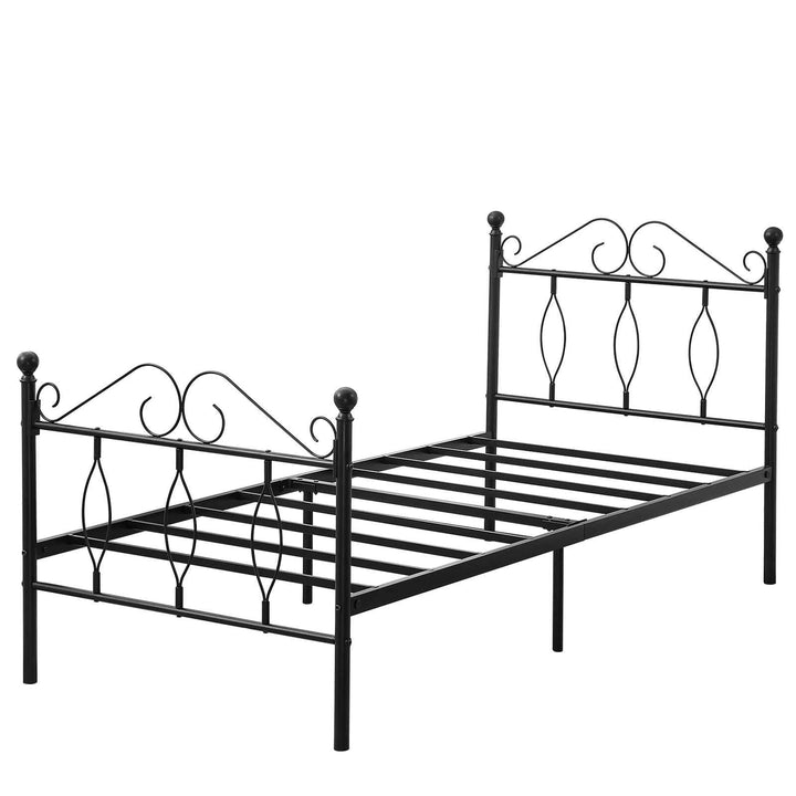 Metal Bed Frame Single Black 140x190cm Sturdy Steel Ideal for Guest Rooms & Small Spaces DANDY SINGLE BLACK B
