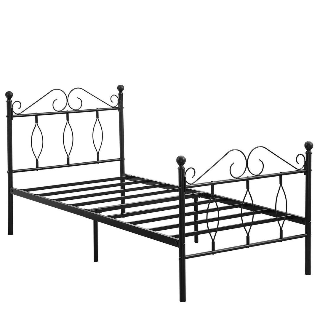 Metal Bed Frame Single Black 140x190cm Sturdy Steel Ideal for Guest Rooms & Small Spaces DANDY SINGLE BLACK B