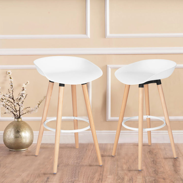 Set of 2 scandinavian barstools with wooden legs DEARBORN WHITE LMKZ