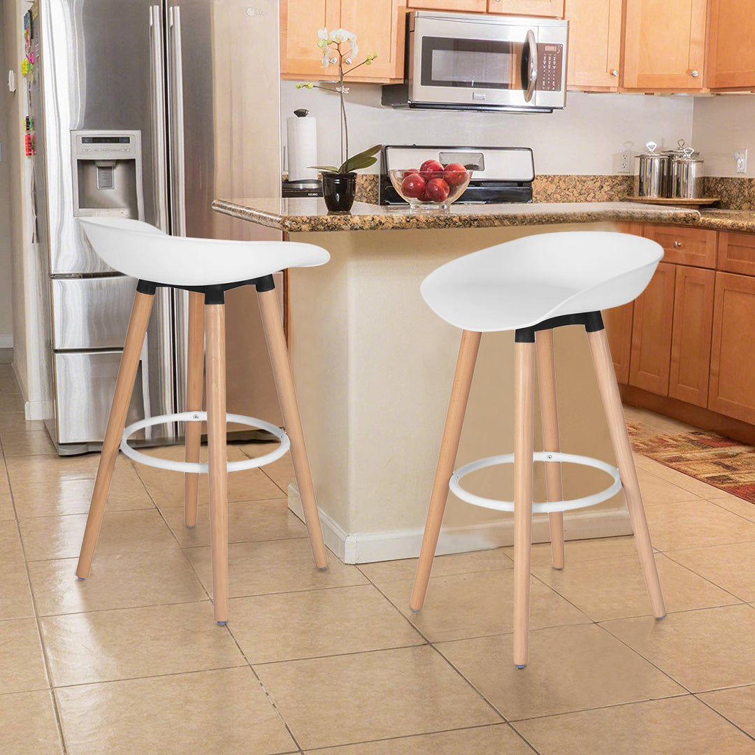 Set of 2 scandinavian barstools with wooden legs DEARBORN WHITE LMKZ