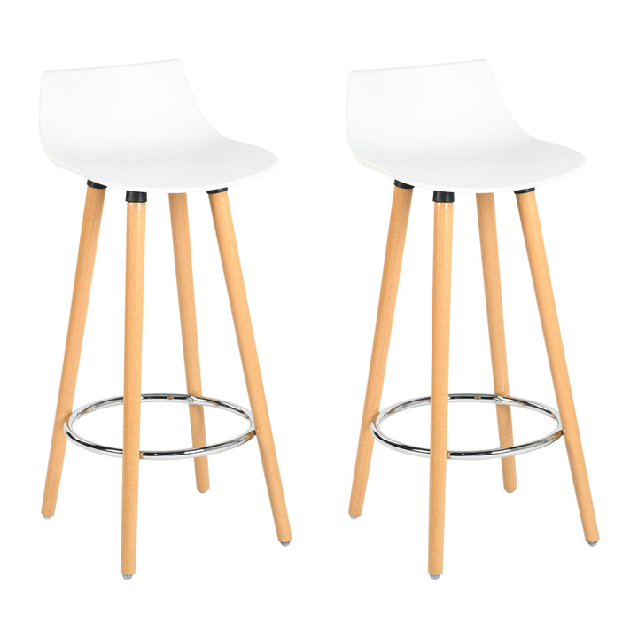 Set of 2 scandinavian white bar stools wooden legs DELIE WHITE SY