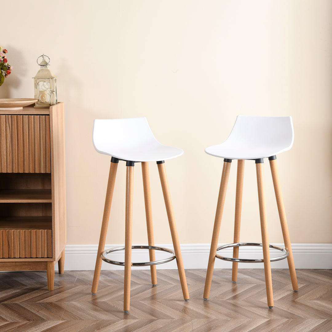 Set of 2 scandinavian white bar stools wooden legs DELIE WHITE SY