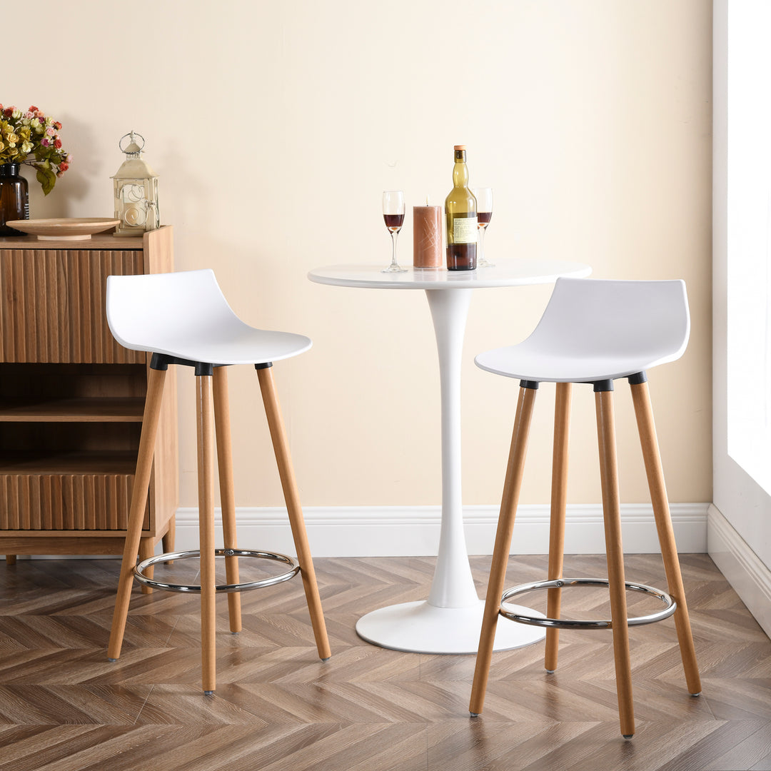 Set of 2 scandinavian white bar stools wooden legs DELIE WHITE SY