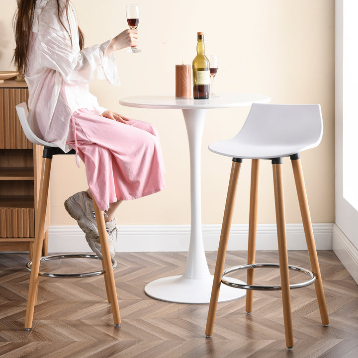 Set of 2 scandinavian white bar stools wooden legs DELIE WHITE SY