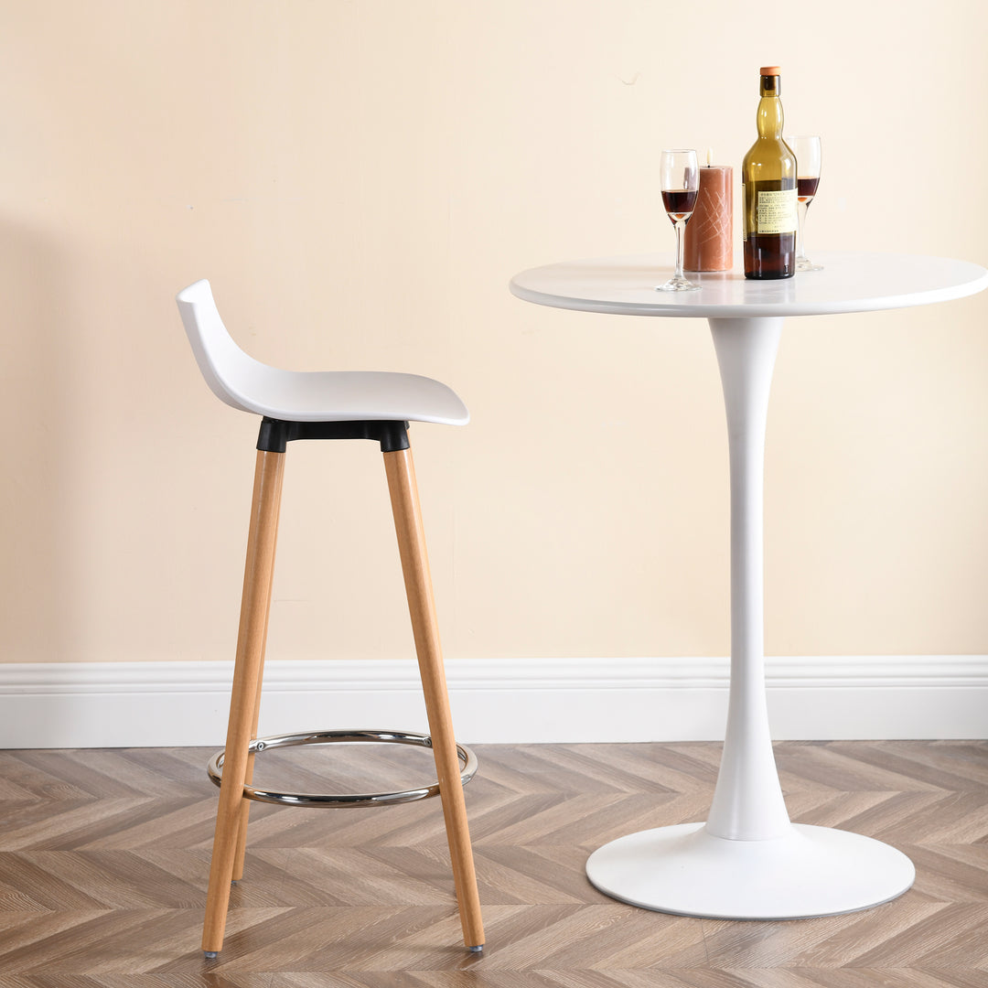 Set of 2 scandinavian white bar stools wooden legs DELIE WHITE SY