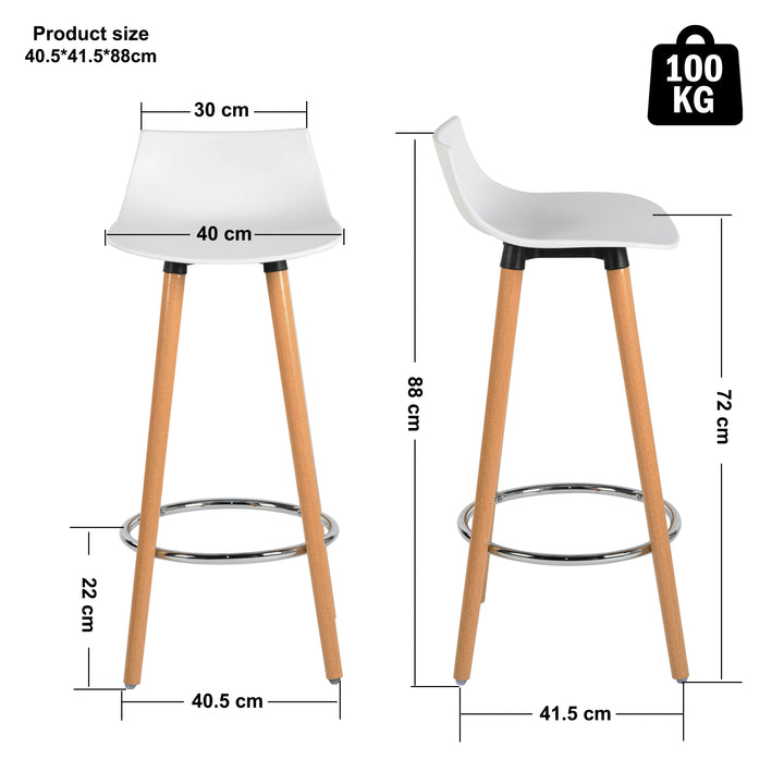 Set of 2 scandinavian white bar stools wooden legs DELIE WHITE SY