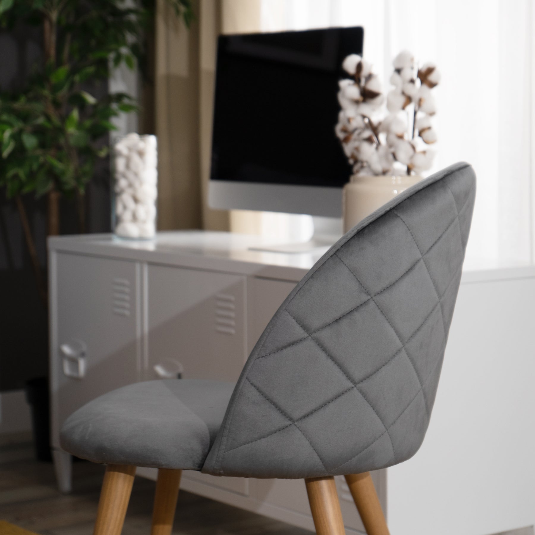 Zomba grey best sale velvet dining chair