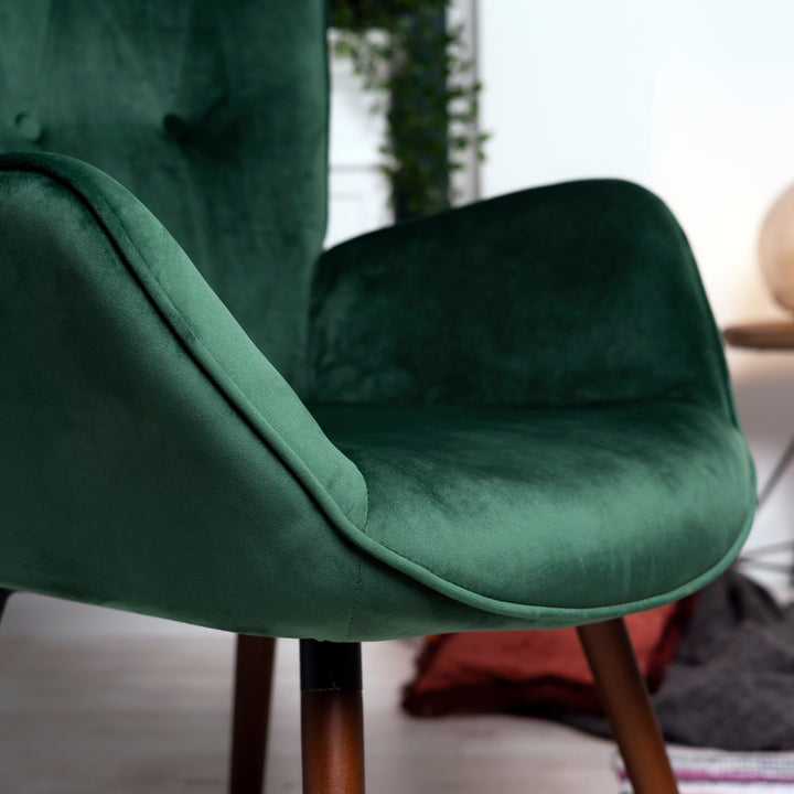 Scandinavian padded velvet green wingback armchair KAS KD VELVET GREEN UK